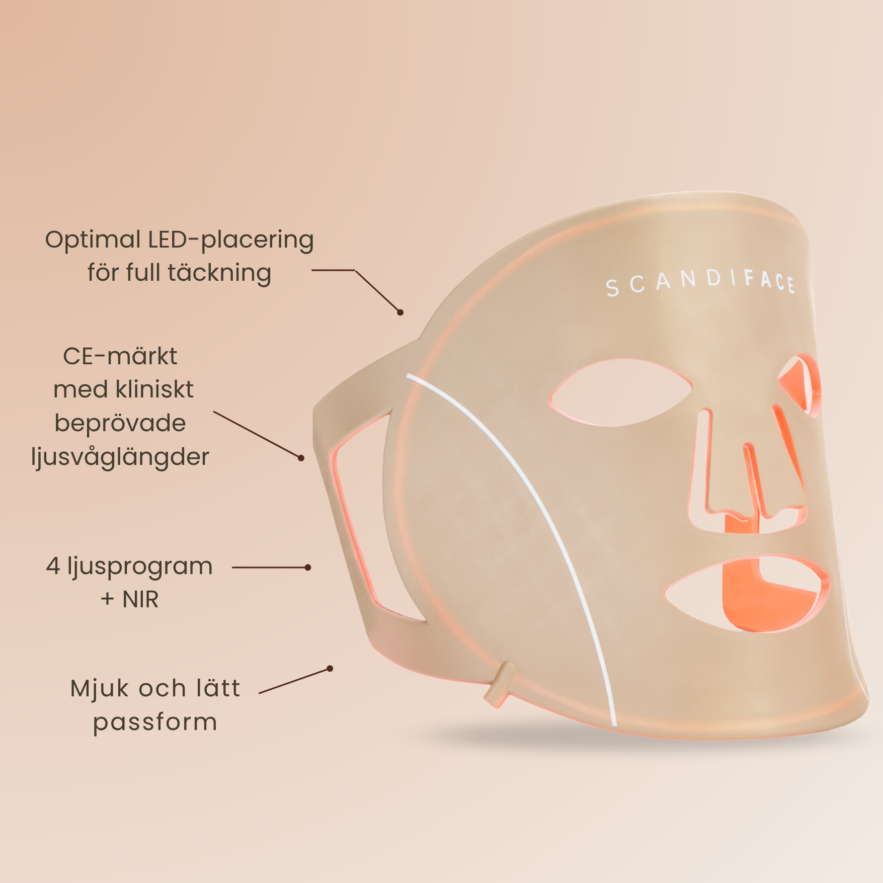 Hudboostende LED-maske