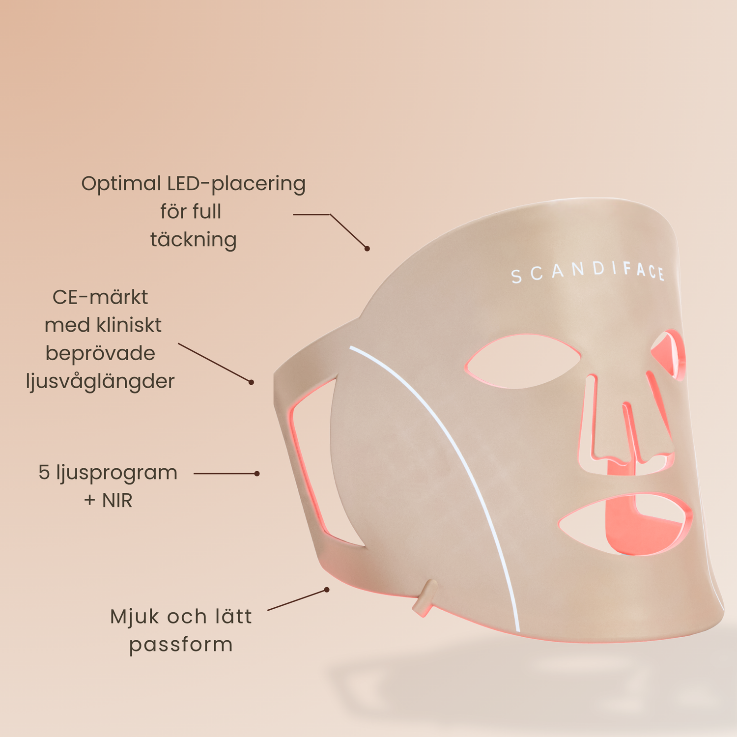 Hudboostende LED-maske